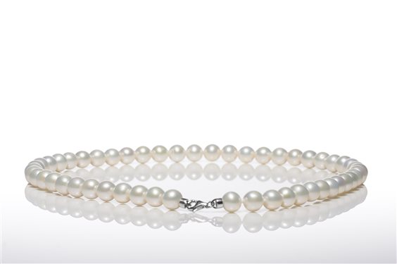 Valero Pearls Collana Di Perle D'Acqua Dolce In Argento 925 - Perle Potato Bianco, Argento E Blu, Annodata - 4
